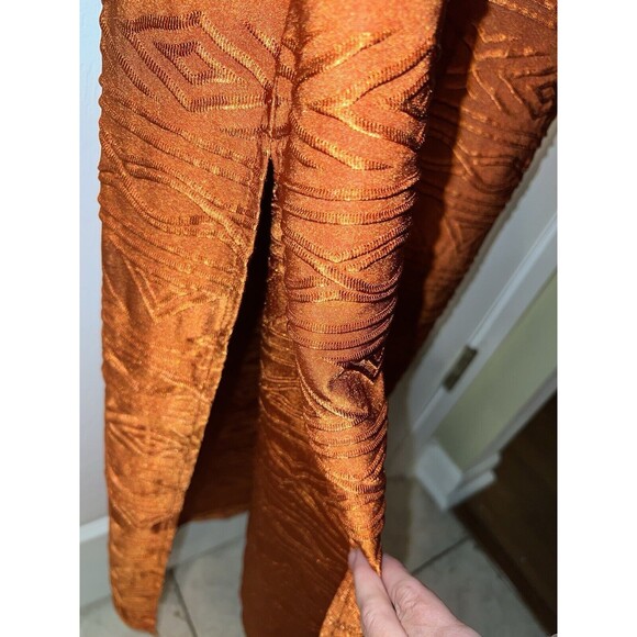 Shape FX Maxi Dress Womens 6 Geometric Embossed Side Slit Shelf Bra Stretch Sexy - Picture 3 of 7